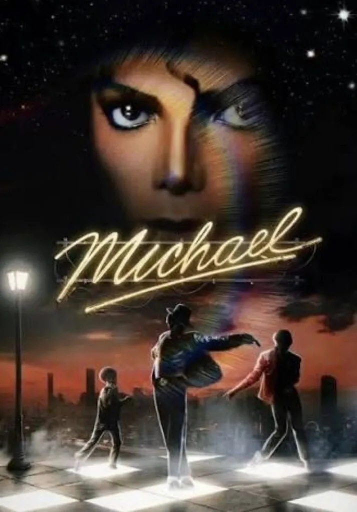 Arte promocional do filme de Michael Jackson em 2026.